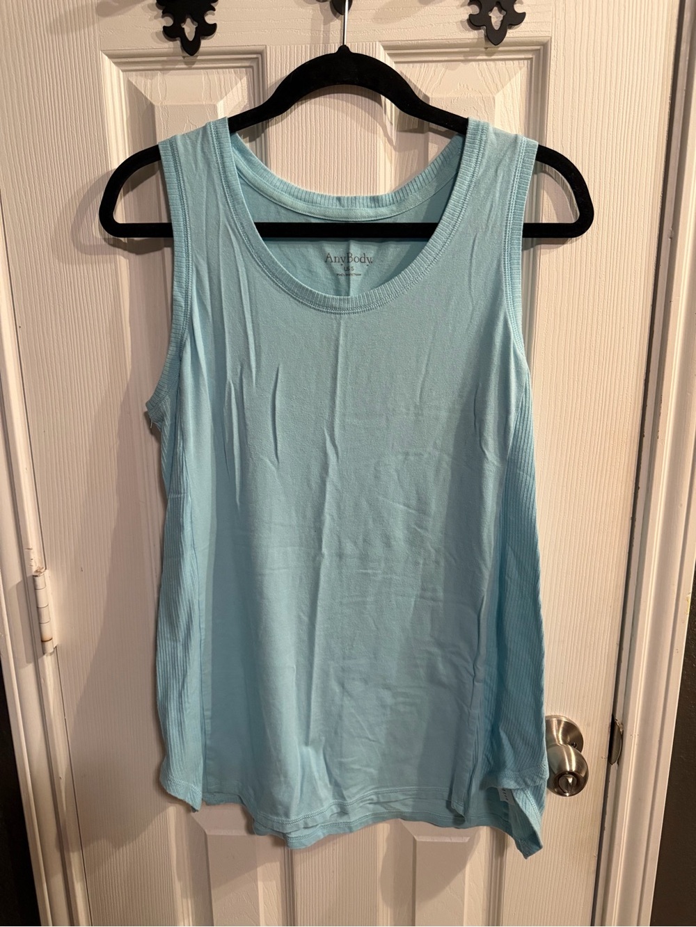 AnyBody Light Blue Relaxed Scoop Neck Tank
